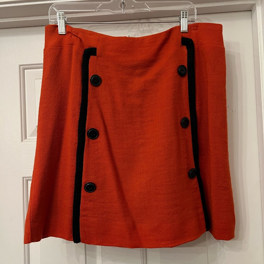 Anthropologie Red Wool Mini Skirt